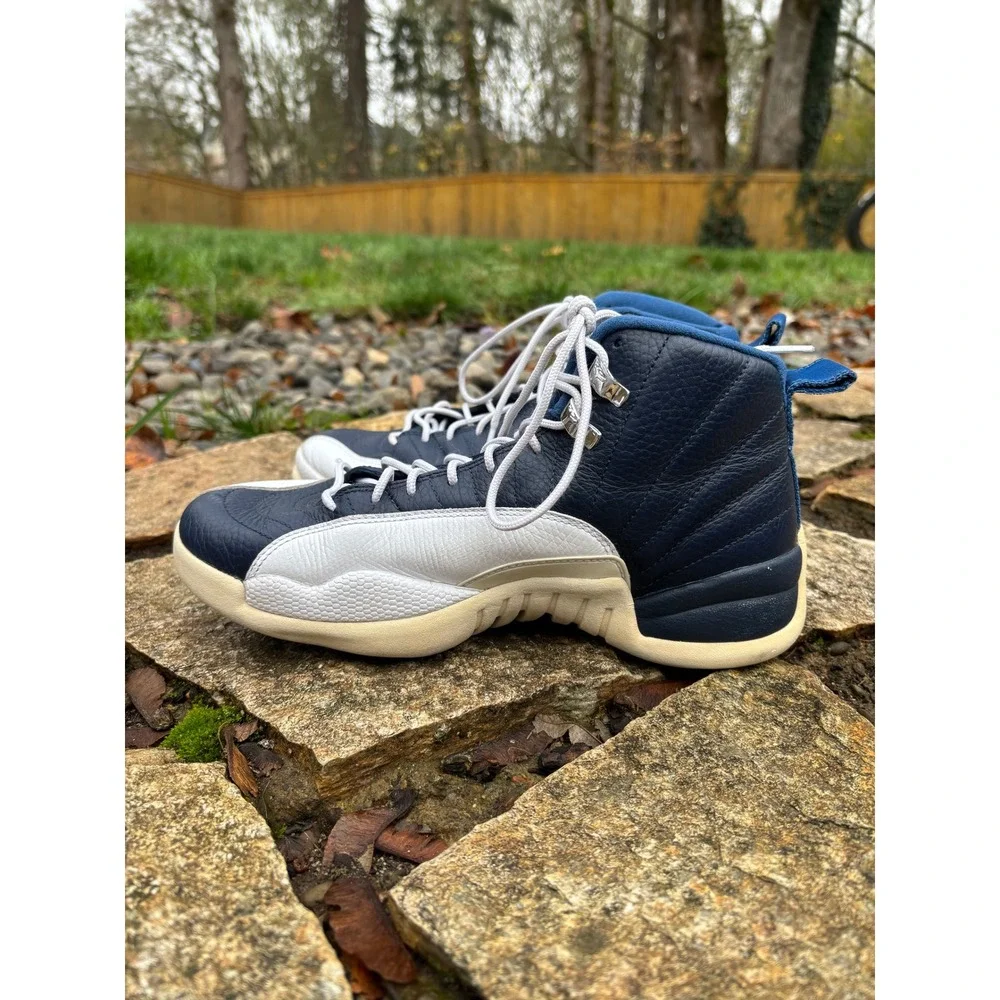 Air Jordan 12 Retro 2012 Obsidian White Navy Leather Men's Size 8 (130690-410)